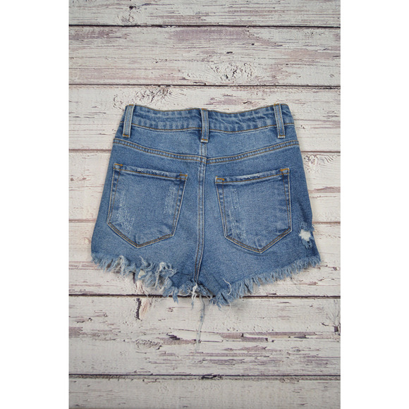 Nature Denim Cut-Off Distressed Jean Shorts Women Junior Size XS Pre-Owned - Picture 11 of 11